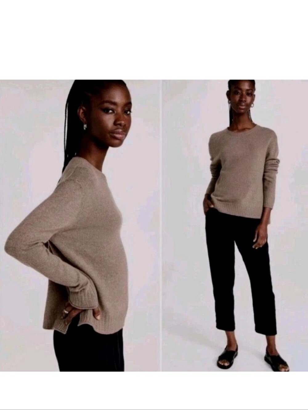 Jenni Kayne Everyday Sweater Taupe Beige Cashmere Blend Luxury Pullover! M